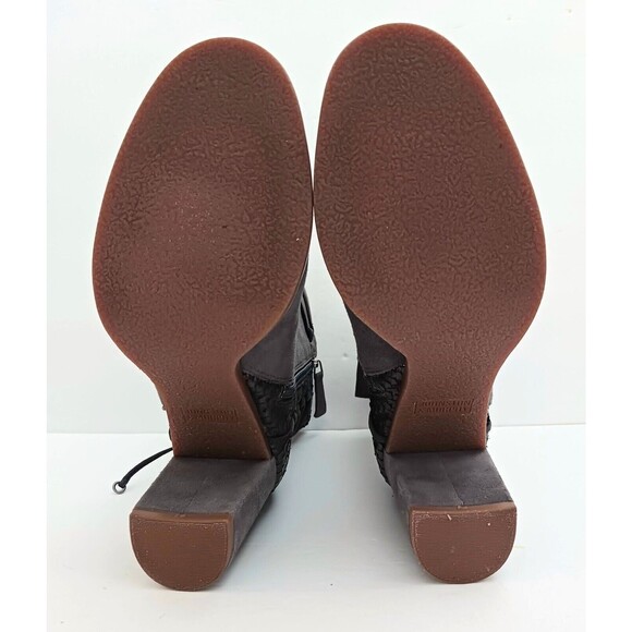 NEW Johnston & Murphy Adley Gray Suede Snake Leather Ankle Boot Block Heel Sz 7 - Picture 9 of 9